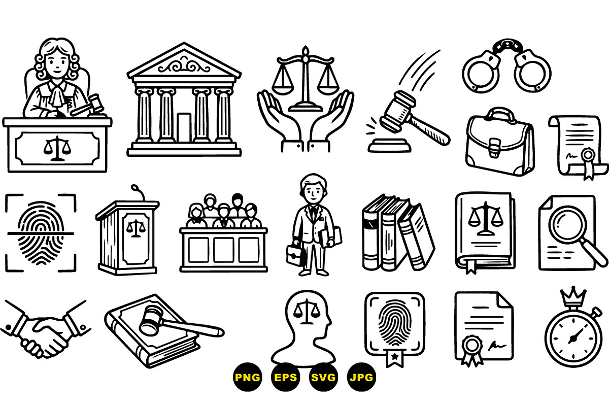 Legal Justice Icon Vector Set, an Illustration by designvectx (Photo 2 of 3)