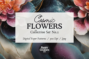 Cosmic Flowers Digital Paper Pack #1