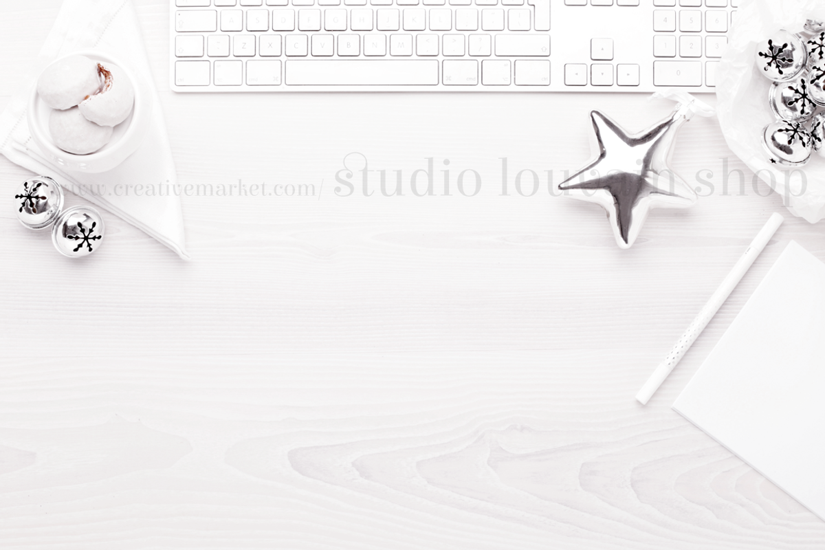 Christmas desktop - white mockup, a Mockup by the studio louvain shop
