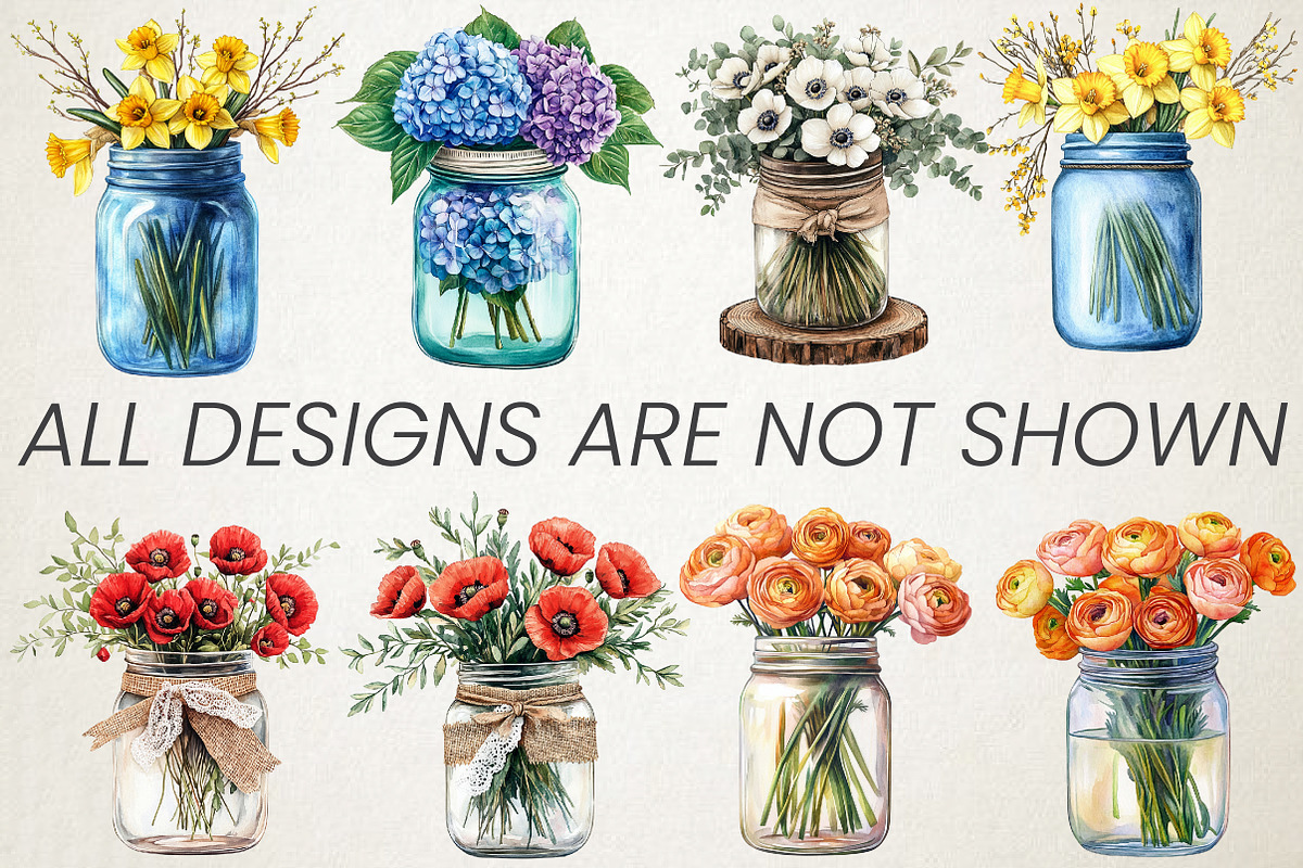 Spring Mason Jar Floral Clipart Set, an Illustration by RobertsArt (Photo 4 of 5)