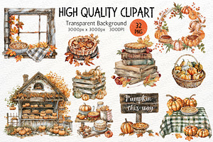 Pumpkin Pie Watercolor Clipart PNG