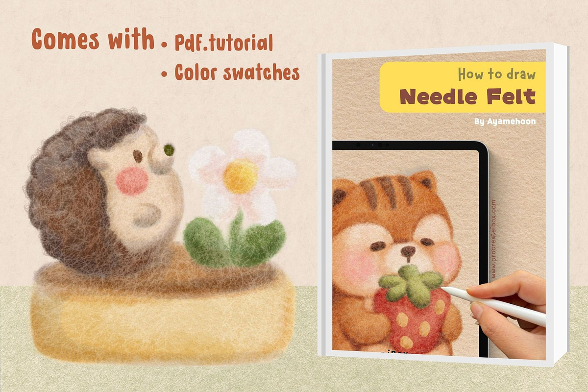 Needle Felt Procreate Brushes, a Brush Add-On by ProcreateiBox (Photo 9 of 9)