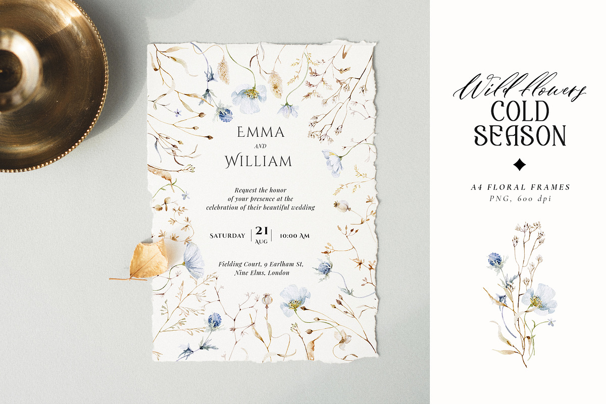 Cold season - watercolor wildflowers, a Decorative Illustration by Pamyatka Shop (Photo 4 of 18)