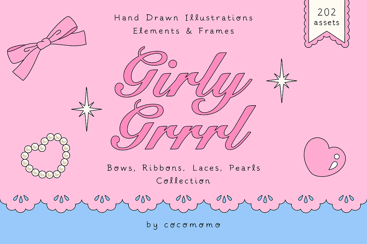 Girly Grrrl - Hand Drawn Clipart, a Decorative Illustration by cocomomo (Photo 1 of 16)