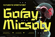 Gofay Micsoty Futuristic Sporty, a Sans Serif Font by timelesstype.co (Thumbnail 1 of 15)