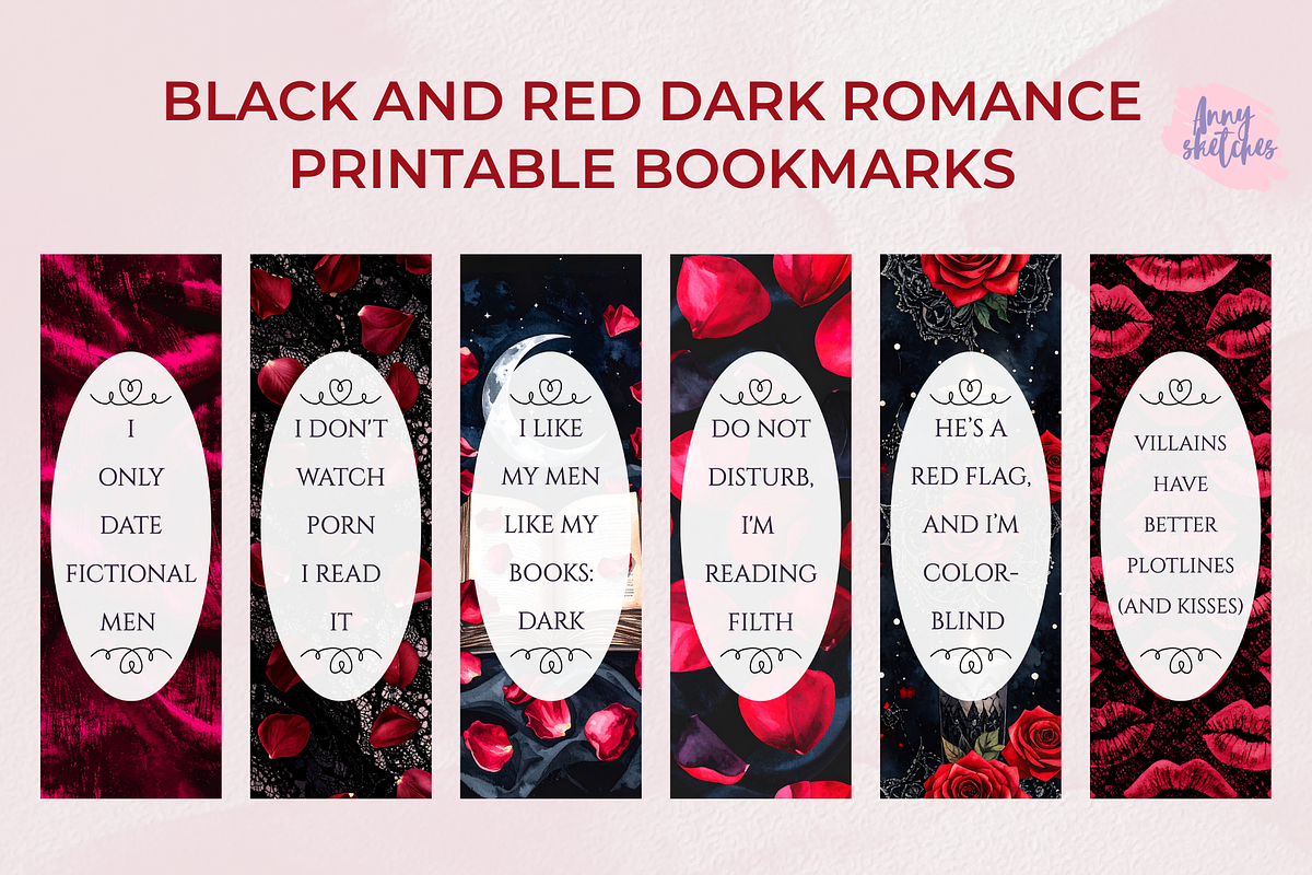 Dark Romance Printable Bookmarks, an Object Graphic by Anna Design Studio (Photo 3 of 10)