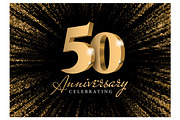 Anniversary 50. Card gold 3d numbers, a Decorative Illustration by Sunny (Thumbnail 1 of 2)