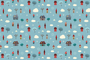 Winter Houses (seamless pattern), a Pattern Graphic by Inkant Studio (Thumbnail 1 of 2)