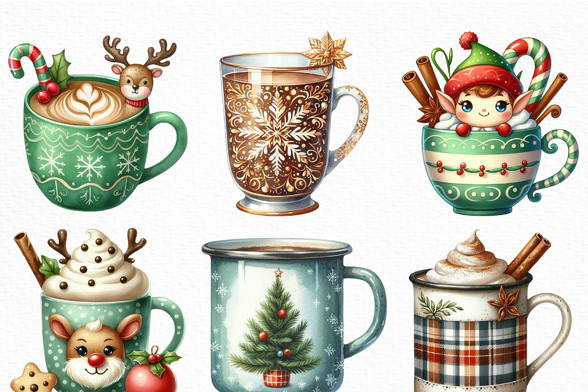 Christmas Coffee Cup Clipart, an Illustration by Craft Nest (Photo 2 of 6)
