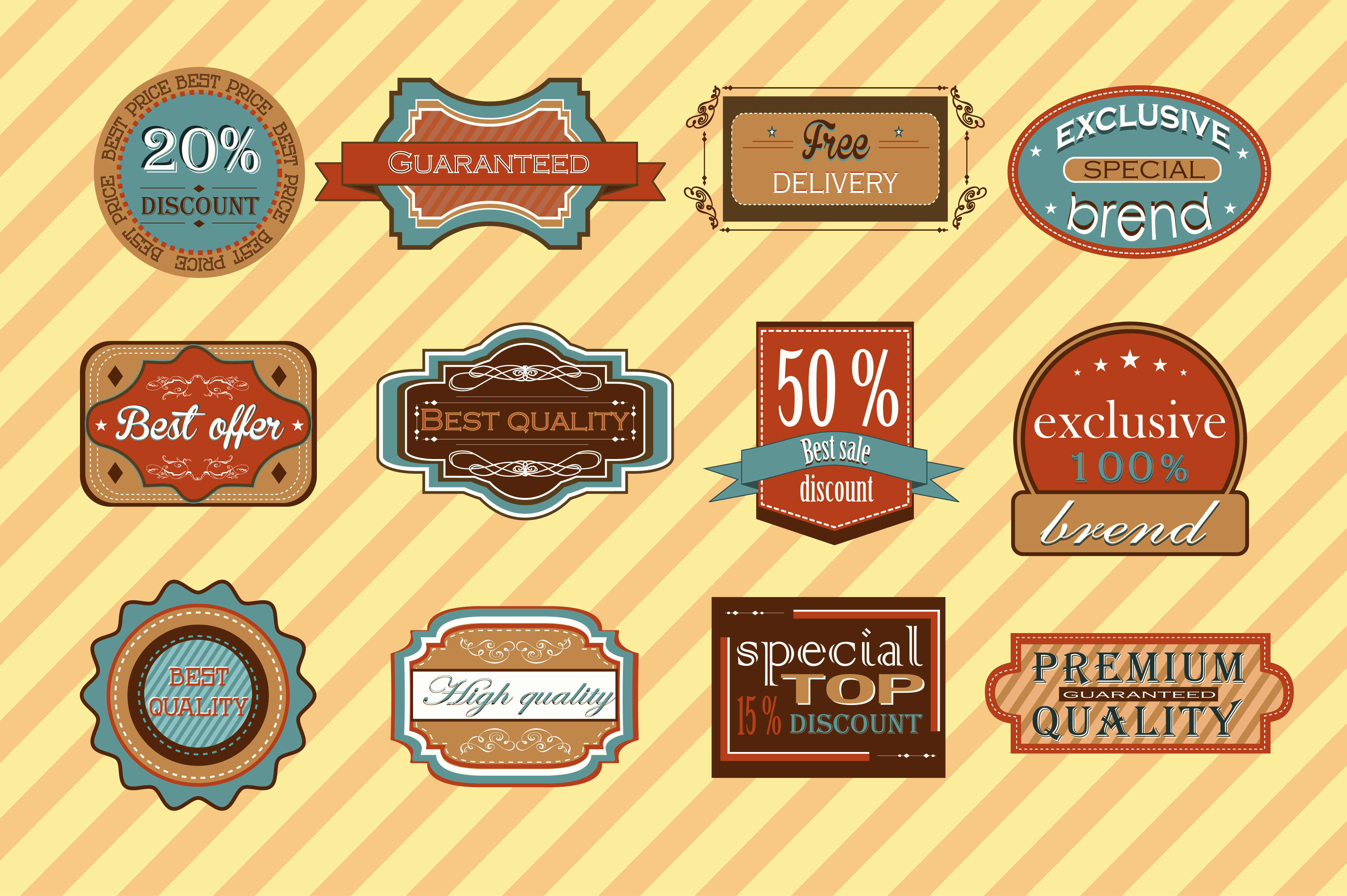 12 Quality label set., an Object Graphic by redstudio