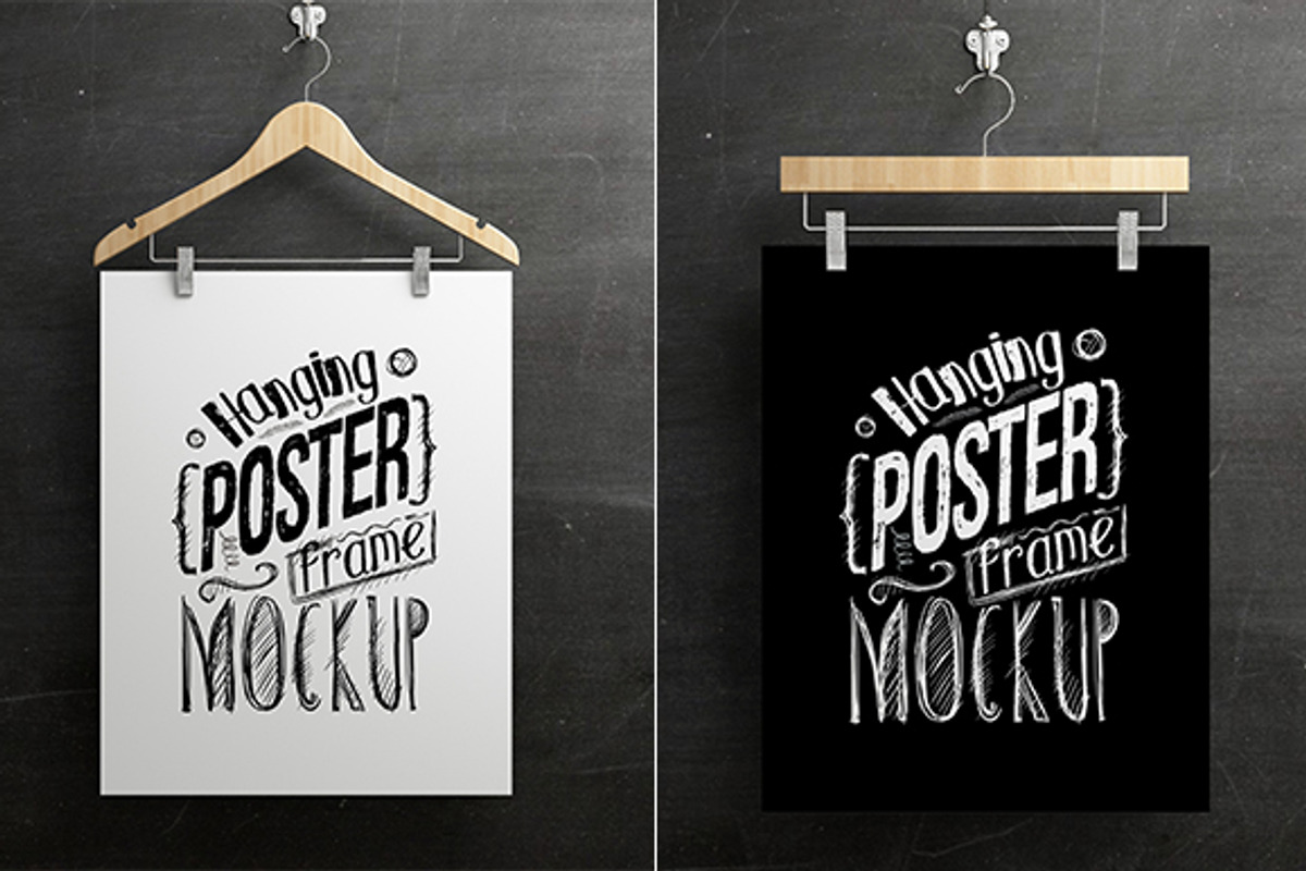 Hanging Poster Frame Mockup, a Print Template by antyalias store (Photo 2 of 4)