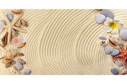 Background with seashells on the, a Holiday Photo by yanadjana