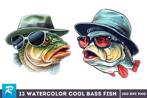 Cool Bass Fish Sublimation Clipart B