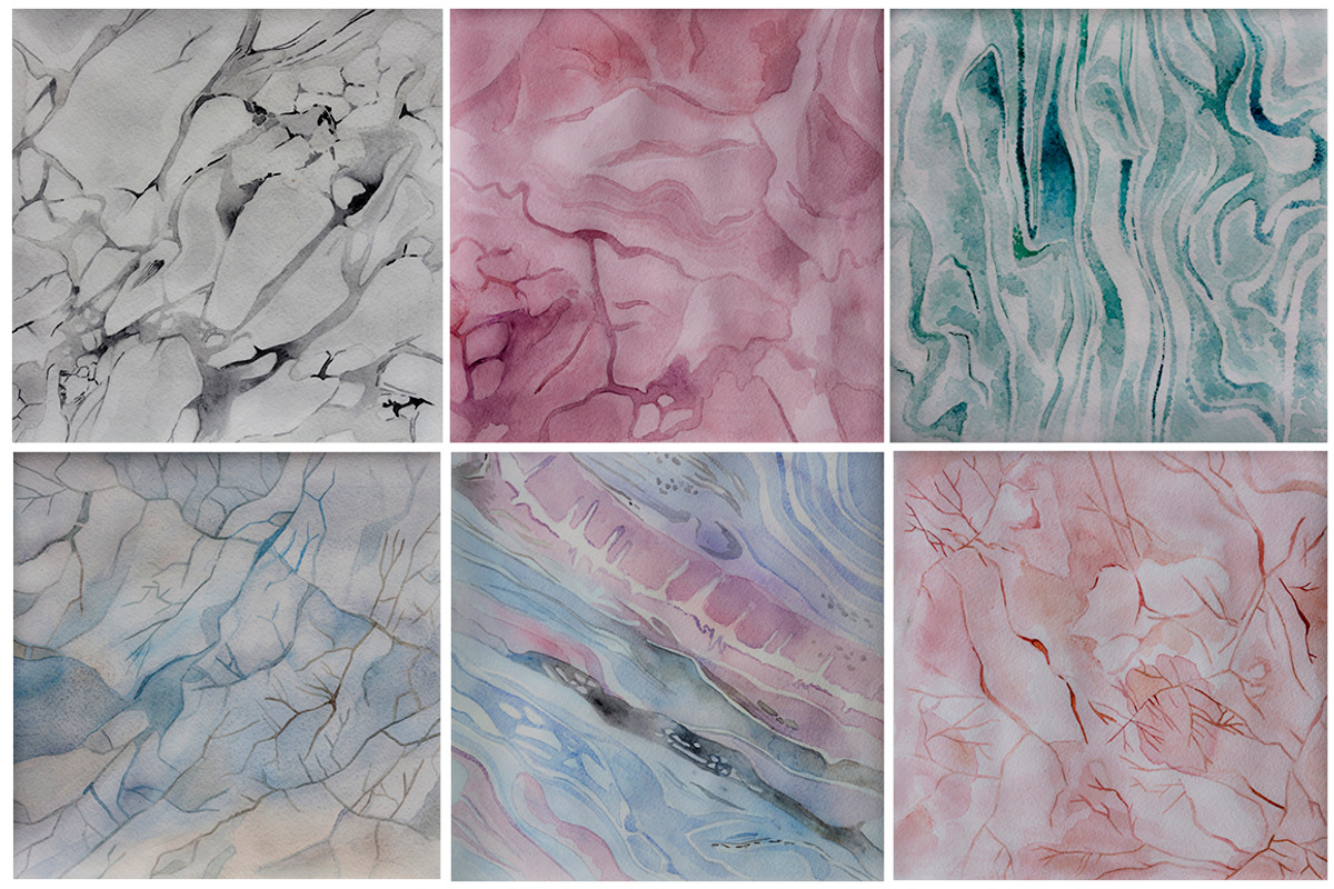 6 Watercolor Marble Backgrounds, a Texture Graphic by LidiaP (Photo 2 of 2)