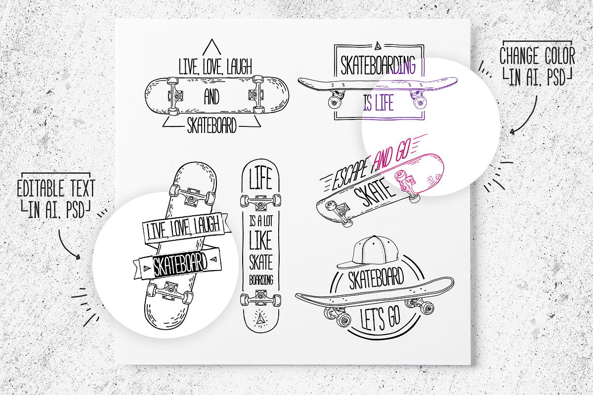Set of Skateboarding line logo, a Branding & Logo Template by Uniyok (Photo 2 of 7)