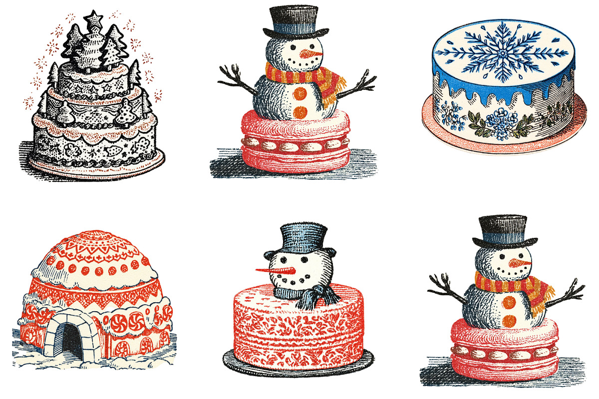 Cute Christmas Cake Clipart Bundle, an Illustration by DreamArtGraphic (Photo 5 of 5)