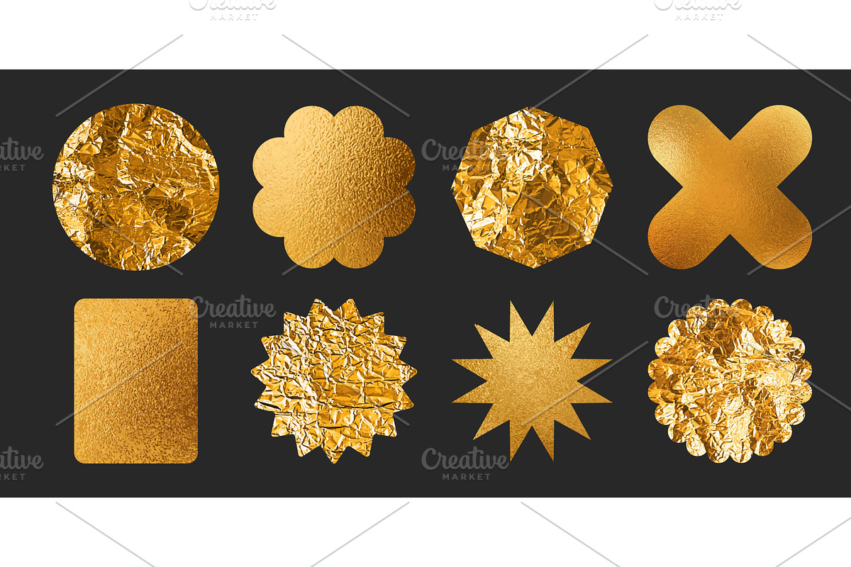Gold foil sticker with crumpled, an Object Illustration by art PVP - market
