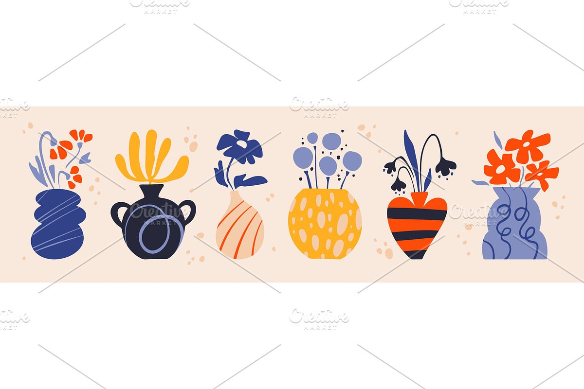 Doodle style vase set with flower, an Object Illustration by art PVP - market