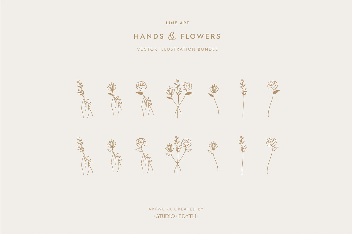Hand and Flower Logo Elements, an Illustration by Studio Edyth (Photo 2 of 4)