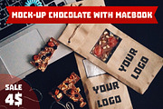 Mock-Up chocolate with MacBook, a Cups & Container Mockup by KULISTOV (Thumbnail 1 of 2)