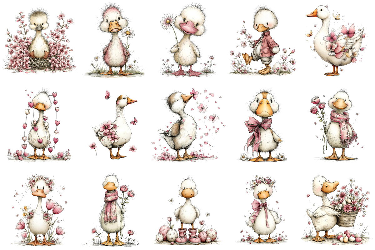 Whimsical Easter Goose Clipart, an Illustration by OK Design (Photo 3 of 6)
