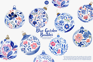 Blue Garden Baubles Clipart set, a Decorative Illustration by Patishop Art