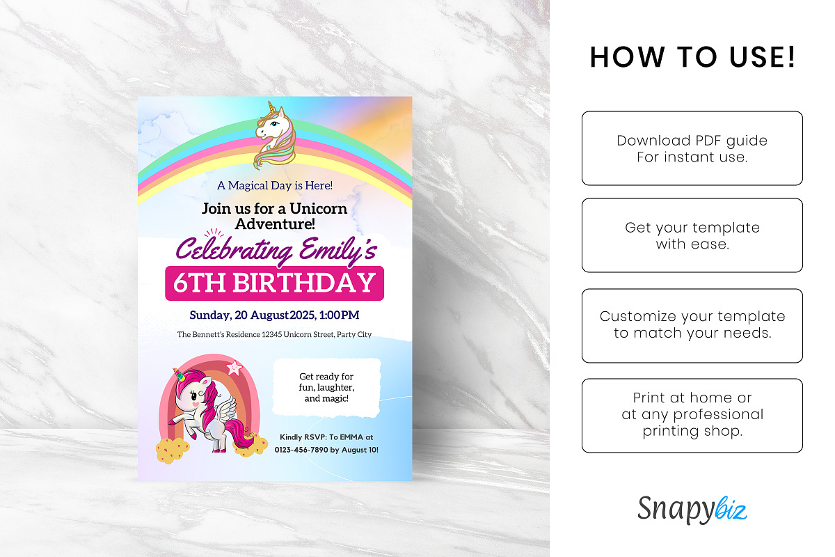 Rainbow Girl’s Birthday Invitation, an Invitation Template by Snapybiz (Photo 5 of 10)
