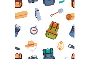 Camping tools seamless pattern, a Sport Illustration by Valerie Bodnar