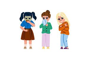 cough sick kid girl vector, a Person Illustration by pikepicture