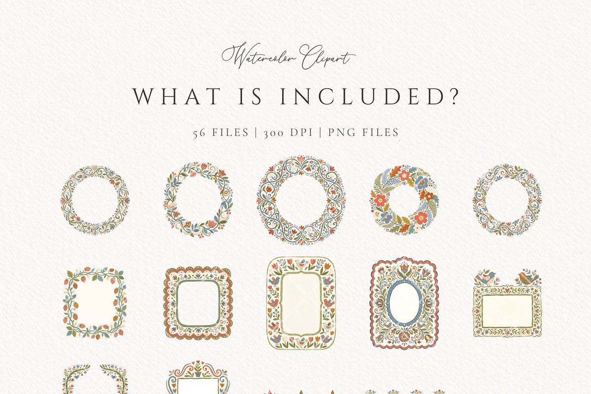 Folk Art Frames, Nordic Floral Frame, an Object Graphic by Invite to Clipart (Photo 4 of 8)