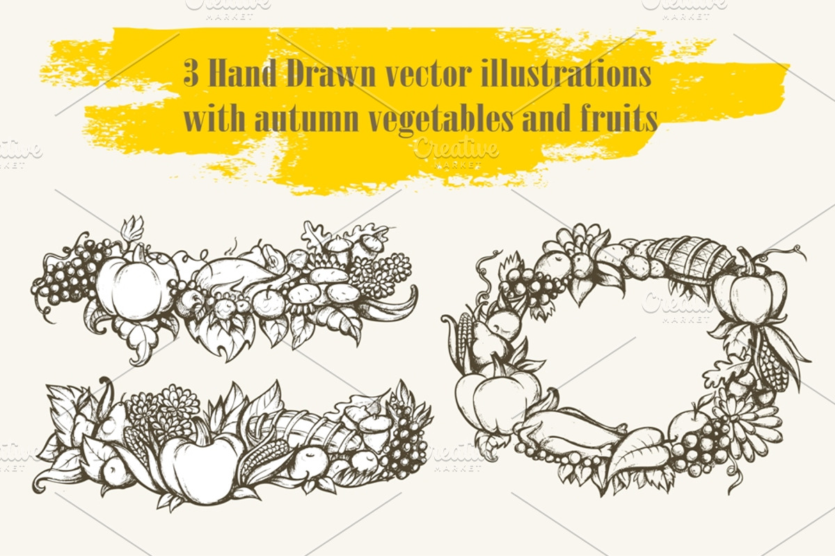Thanksgiving Day. Hand Drawn design., an Illustration by MariShop (Photo 2 of 3)