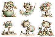 Whimsical Summer Cat Clipart, an Animal Illustration by Black Bird Studio (Thumbnail 5 of 6)