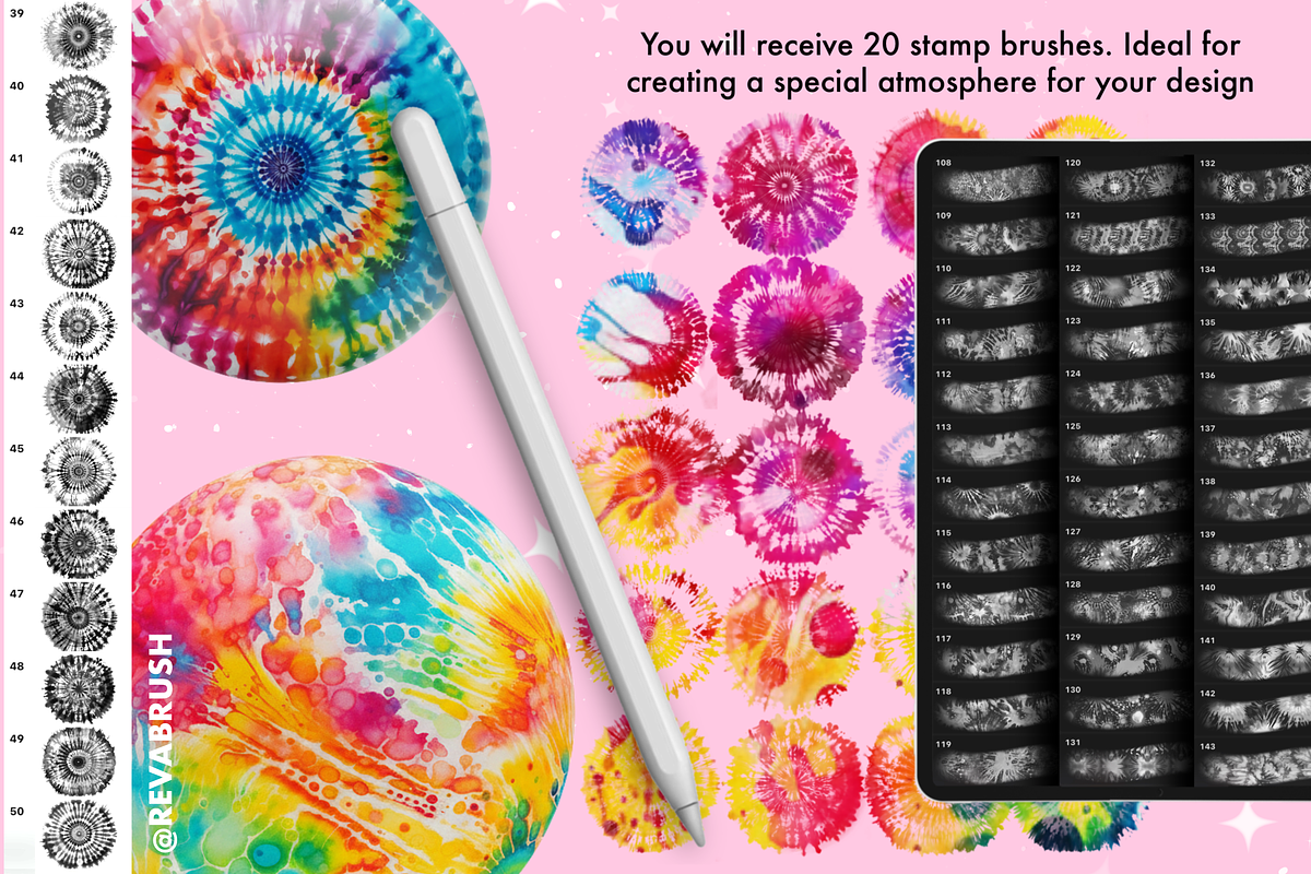 Procreate Tie Dye Textures brushes, a Brush Add-On by Revabrush (Photo 9 of 11)