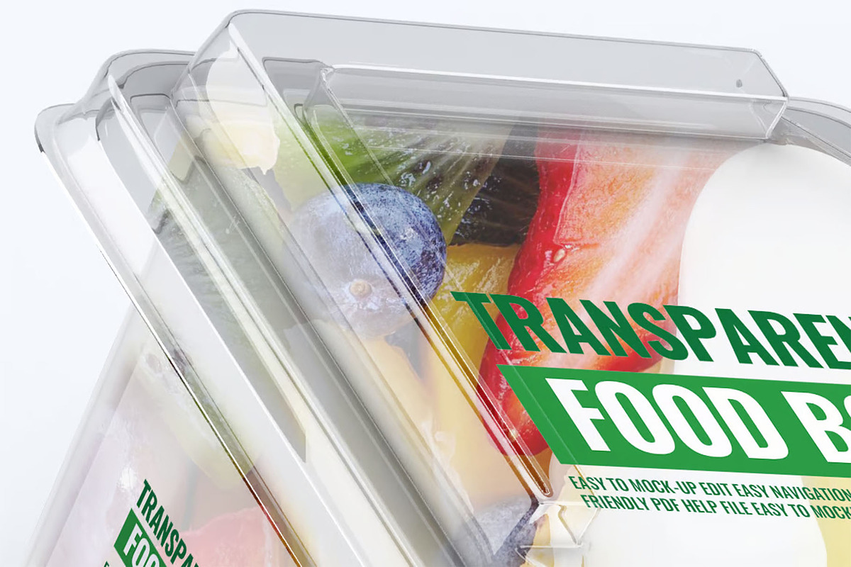 Transparent Food Box Mock-Up, a Packaging Mockup by DesignRushMarket (Photo 7 of 7)