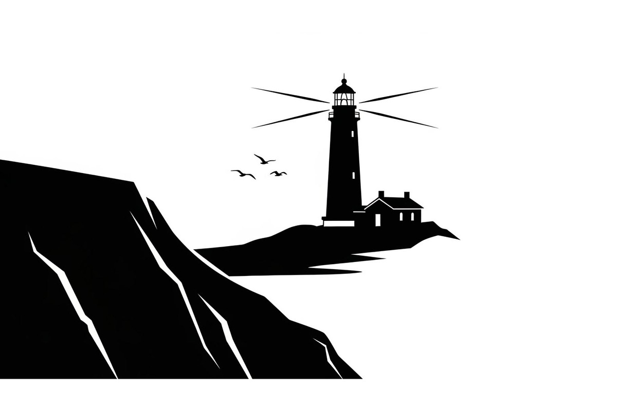 Lighthouse Coastal Cliff Silhouette, a Graphic by hafijul (Photo 12 of 15)