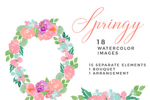 Spring Watercolour Flowers Clip Art