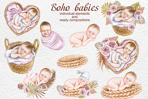 Boho Babies. Watercolor Collection