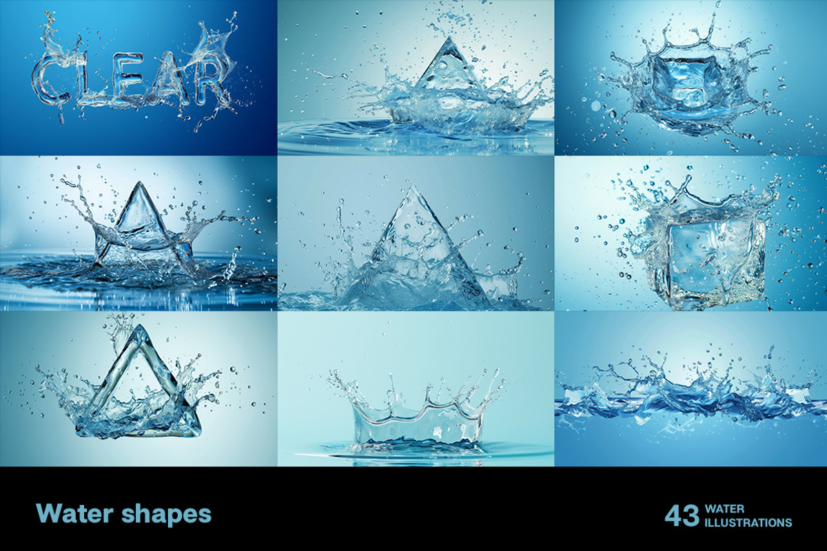 Water shapes. 43 images, a Decorative Illustration by Handmadefont (Photo 2 of 11)