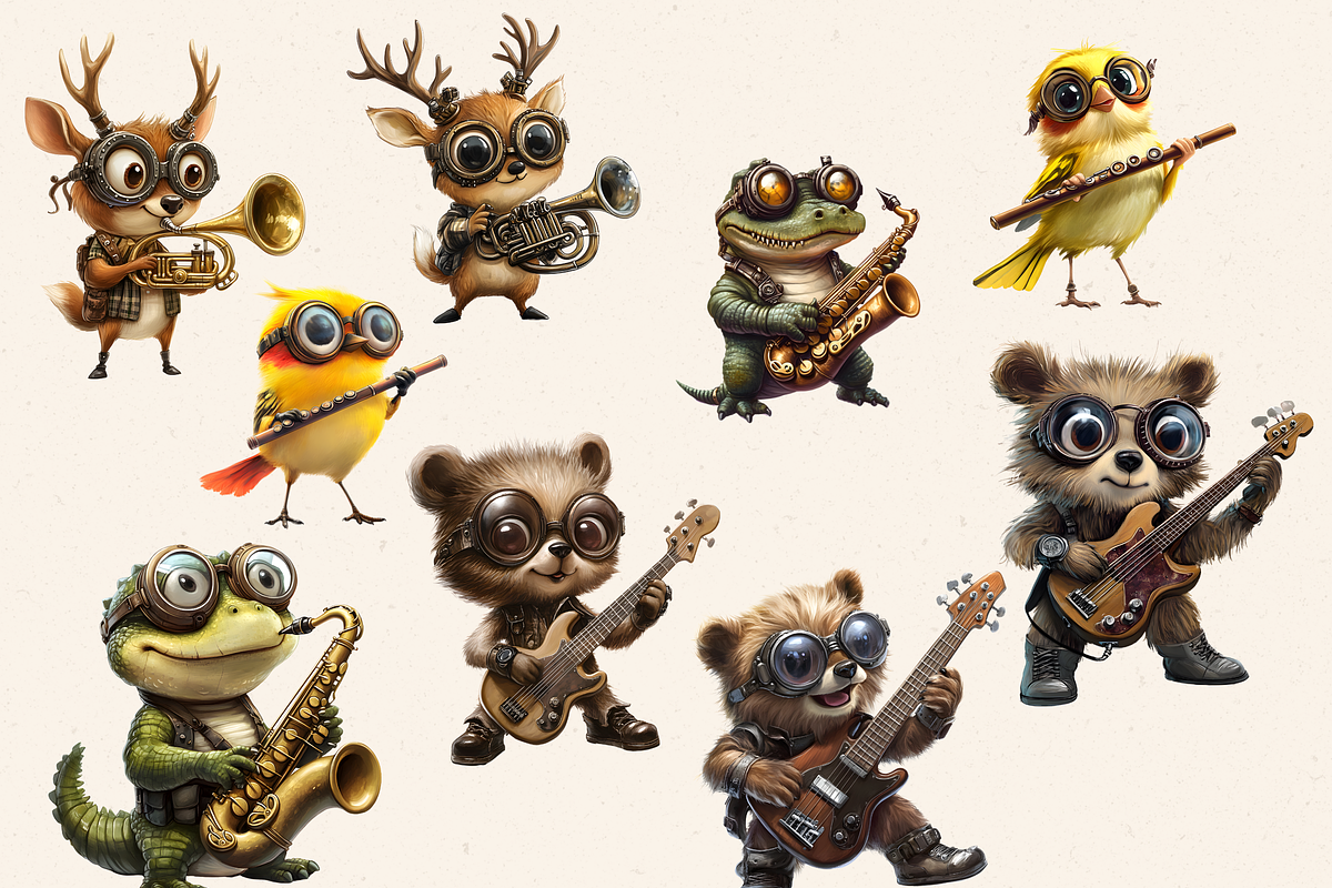 ANIMAL MUSICAL ORCHESTRA CLIPART, an Animal Illustration by Daring Digies (Photo 4 of 7)