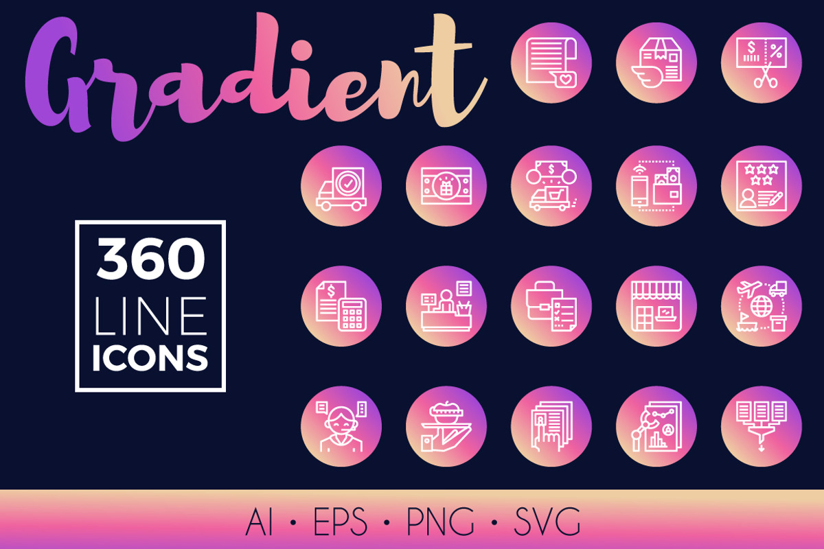 Gradient Rounded Line Icons, an Outline Icon by Becris