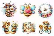Cute Bee Summer Watercolor Clipart, an Illustration by CreationArt (Thumbnail 4 of 9)