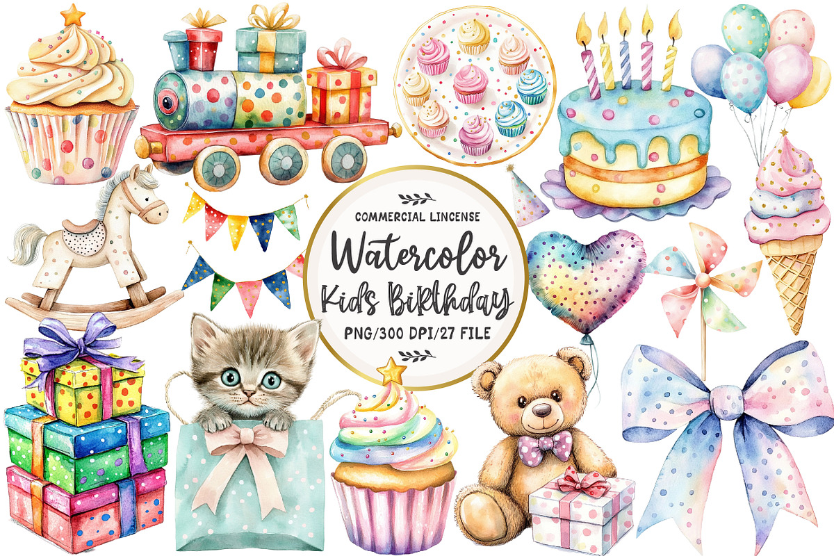 Polka Dot Kids Birthday Clipart, an Illustration by OK Design (Photo 1 of 5)