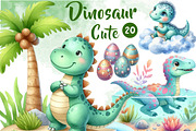 Cute Dinosaur Birthday Watercolor, an Illustration by CreationArt (Thumbnail 1 of 4)