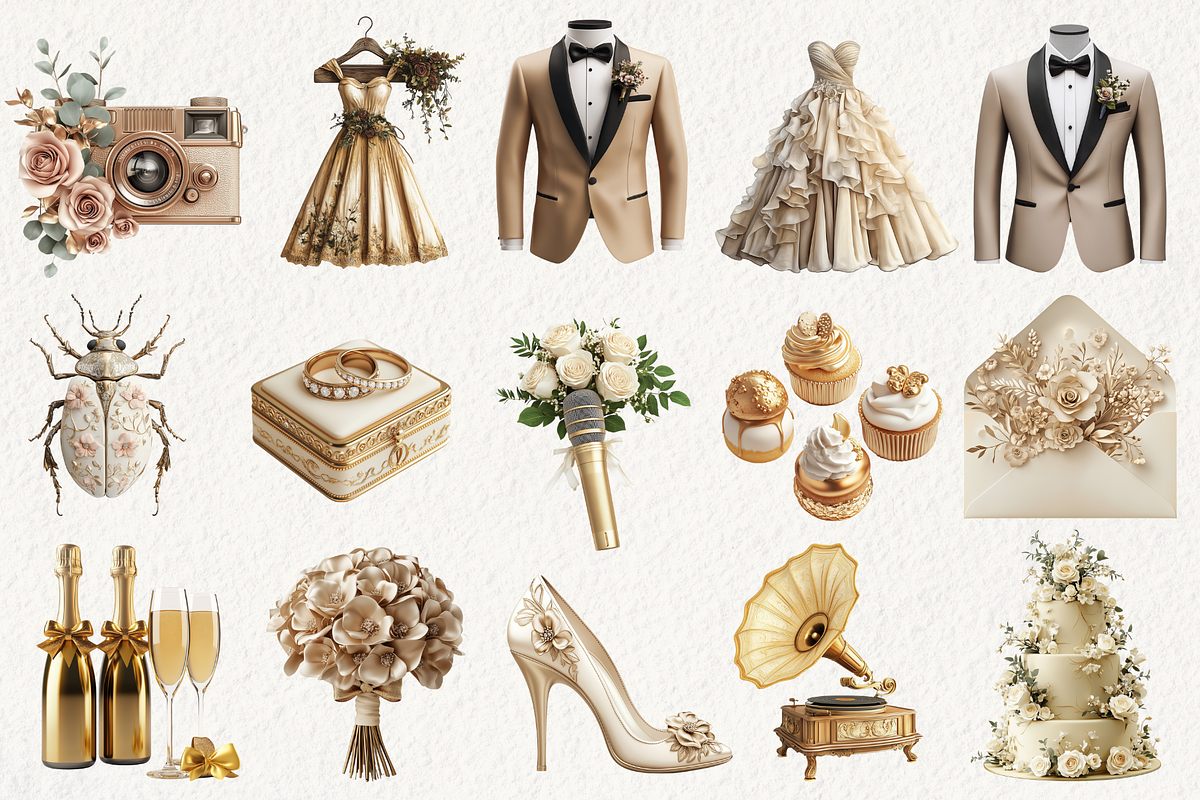 Boho Floral Wedding Clipart, an Illustration by NadiaTheronArt (Photo 2 of 5)