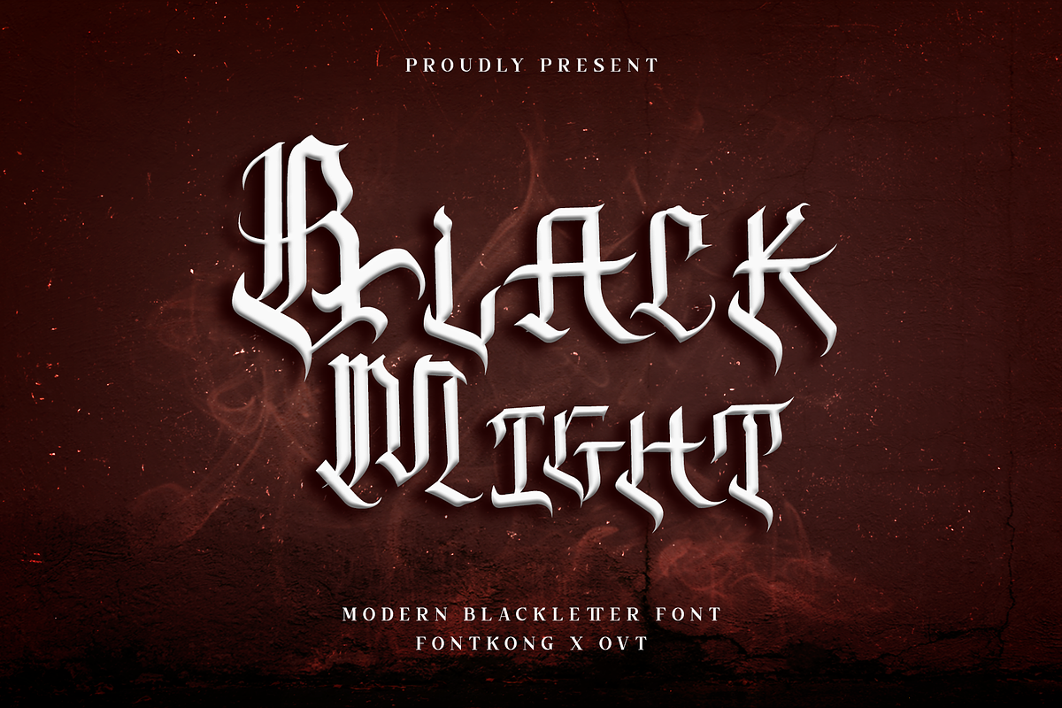 Black Might-Modern Blackletter Font, a Blackletter Font by overlaytemplates (Photo 1 of 5)