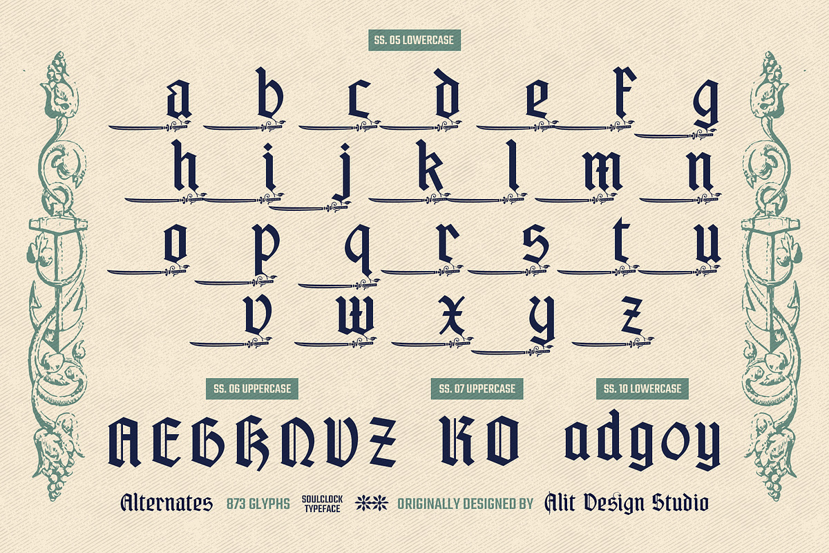 Soul Clock Typeface, a Blackletter Font by alit design (Photo 17 of 20)