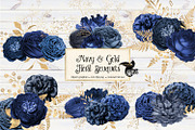 Navy and Gold Floral Bouquets, an Illustration by Digital Curio (Thumbnail 2 of 2)