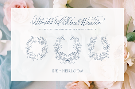 Illustrated Floral and Leafy Wreaths