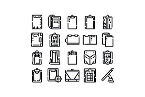 Clipboard and document icon set, an Object Graphic by pikepicture
