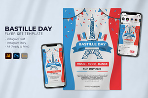 Bastille Day Flyer Social Media, a Flyer Template by Perucha studio